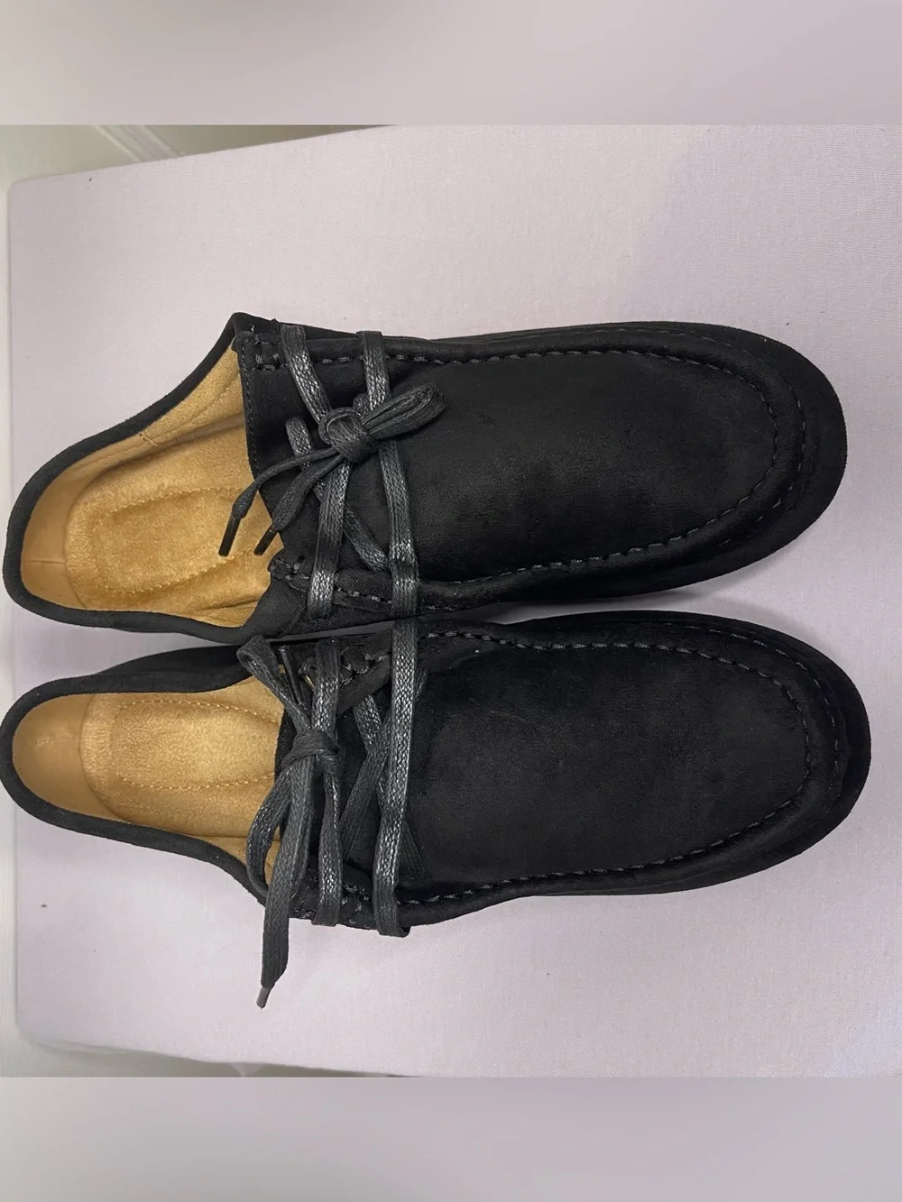 Black Loafers Moccasins Suede Slip On Flats Tie Up Size 38 Work New By Ecetana